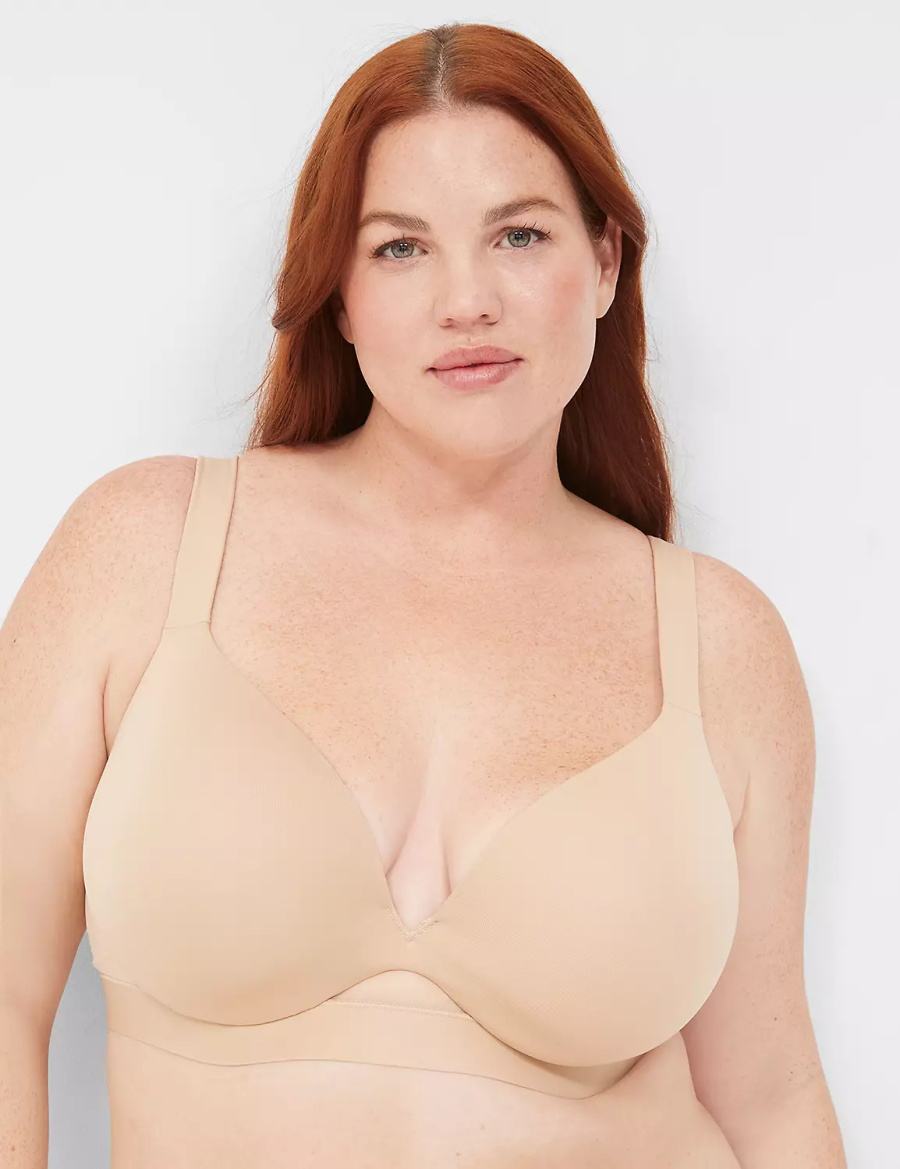 Μπραλέτες γυναικεια Lane Bryant Comfort Bliss Lightly Lined Plunge Μπεζ | IXW5955OM