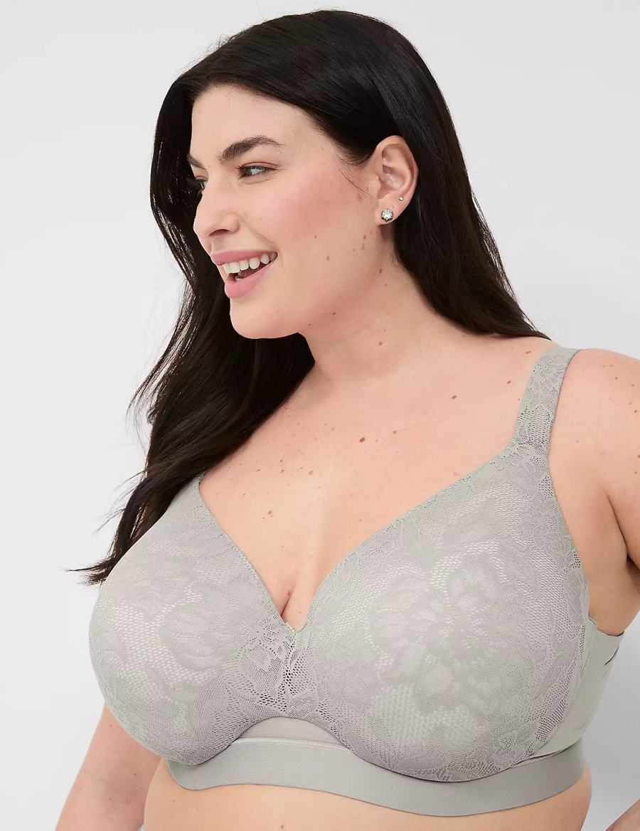 Μπραλέτες γυναικεια Lane Bryant Comfort Bliss Lightly Lined Full Coverage With Lace γκρι | QNV4635VV