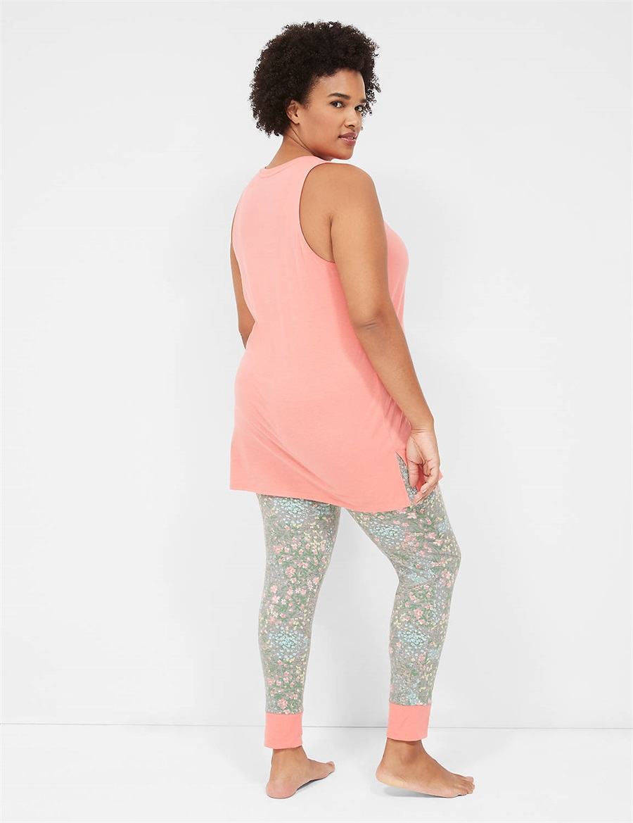 Πιζάμες γυναικεια Lane Bryant Comfy Cotton Pocket Tunic & Legging PJ Set γκρι | BRL54KE