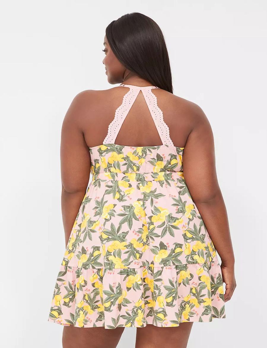 Φορεμα γυναικεια Lane Bryant Comfy Cotton Strappy-Back Chemise κίτρινα | DVQ68100HD