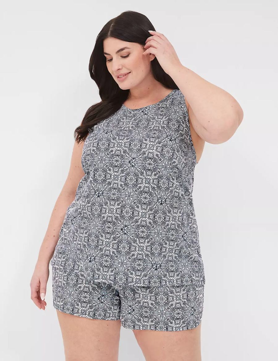 Πιζάμες γυναικεια Lane Bryant Comfy Cotton Tank & Short PJ Set μπλε | IBP7665HN