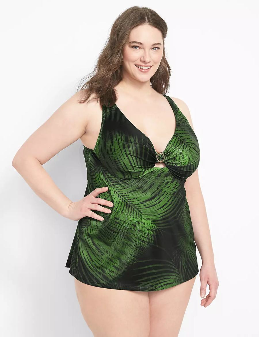 Κιλότα γυναικεια Lane Bryant Convertible High-Waist Swim σκούρο πρασινο | CUJ6048WG