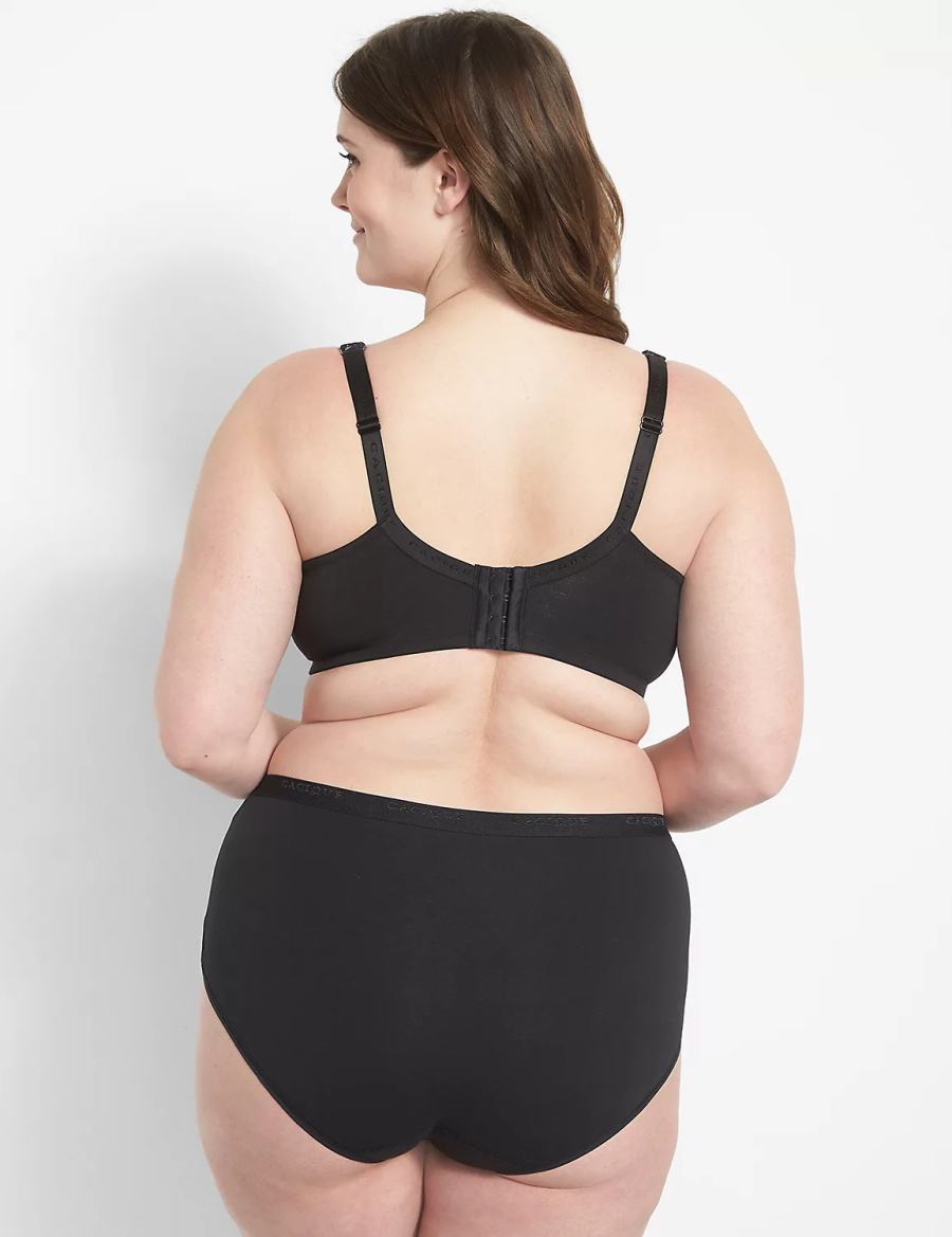 Μπραλέτες γυναικεια Lane Bryant Cotton Boost Plunge With Lace μαυρα | LNW3998ID