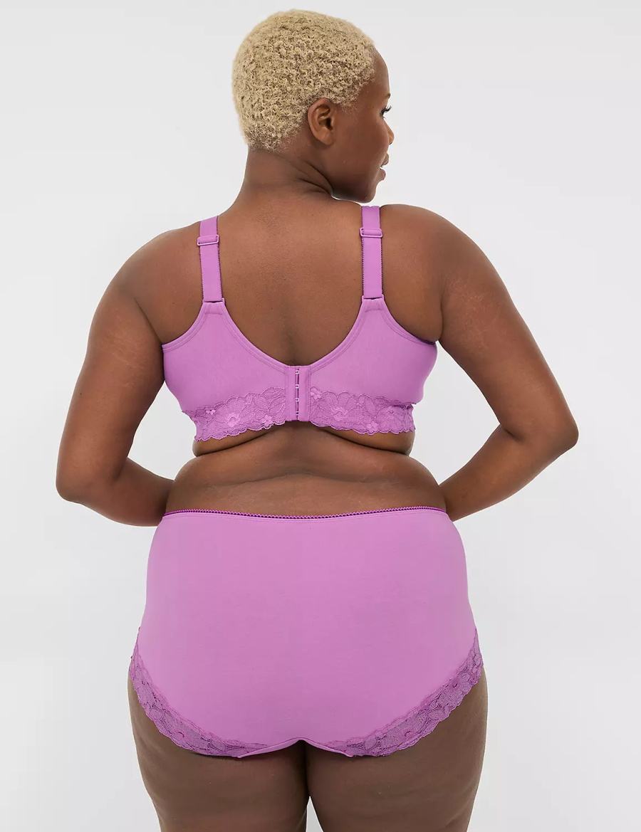 Κιλότα γυναικεια Lane Bryant Cotton Full With Lace Back μωβ | IBL638SS