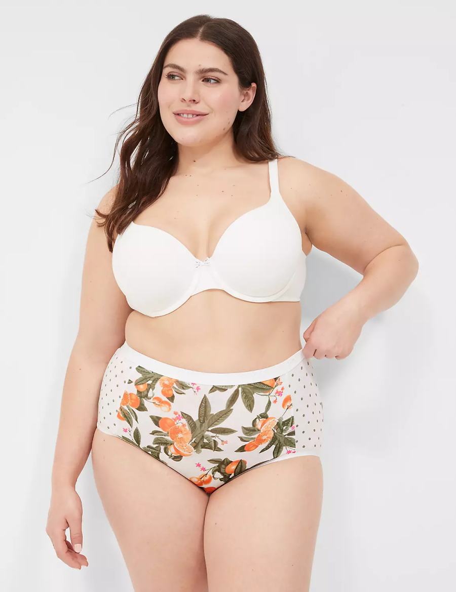 Κιλότα γυναικεια Lane Bryant Cotton Full κίτρινα ασπρα | RGL2532NB