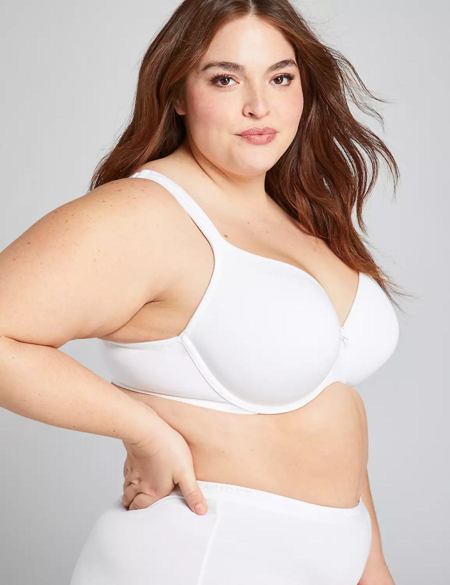 Μπραλέτες γυναικεια Lane Bryant Cotton Lightly Lined Full Coverage ασπρα | ABX9796HH