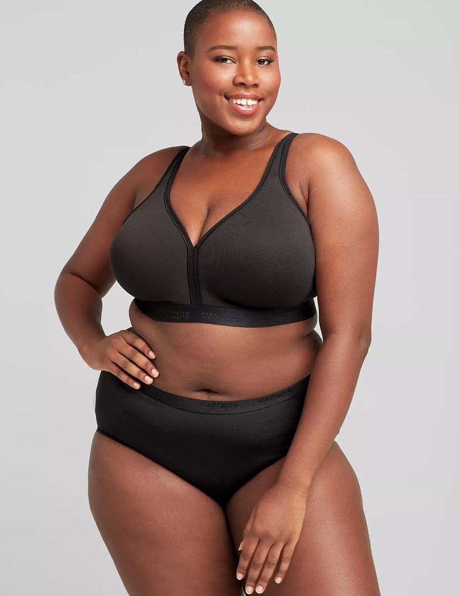 Μπραλέτες γυναικεια Lane Bryant Cotton Lightly Lined No-Wire μαυρα | WWJ5247OT