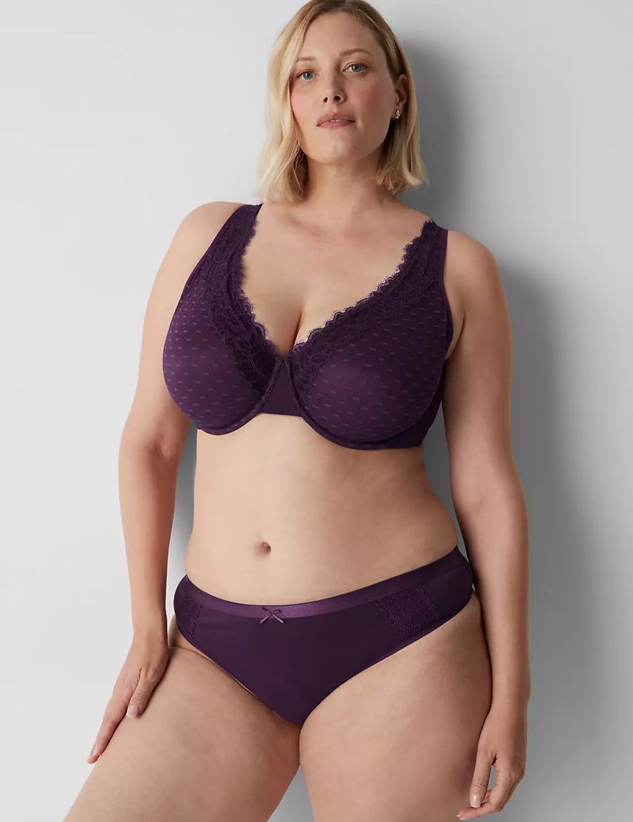 Στριγκάκι γυναικεια Lane Bryant Cotton With Lace Waist μωβ | GGC2565AQ