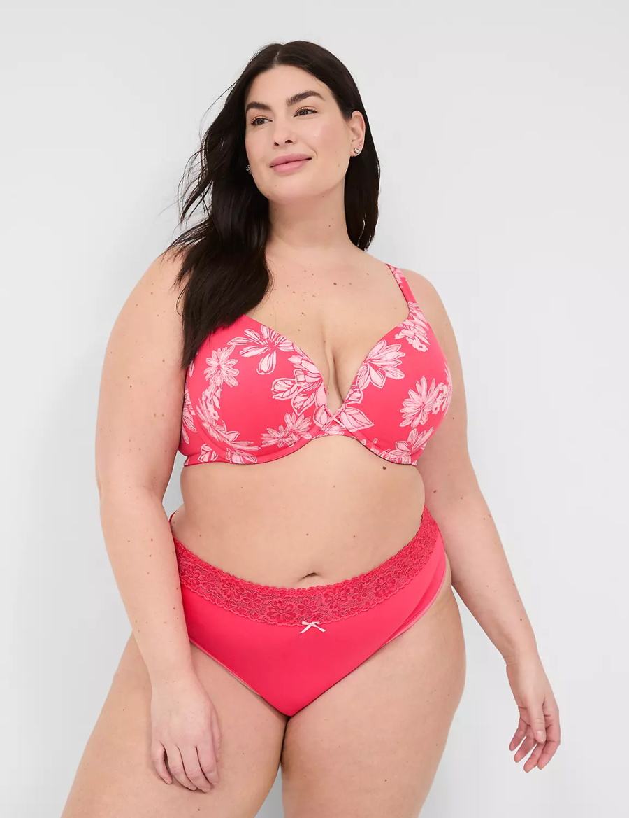 Στριγκάκι γυναικεια Lane Bryant Cotton With Lace Waist σκούρο κοκκινα | YIV8983AP