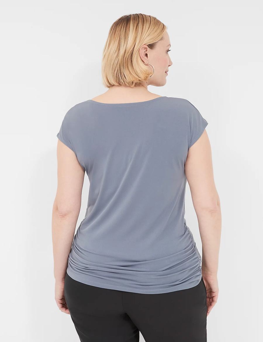 μπλουζακια γυναικεια Lane Bryant Cowlneck Shirred-Side Top γκρι | NEP514LE