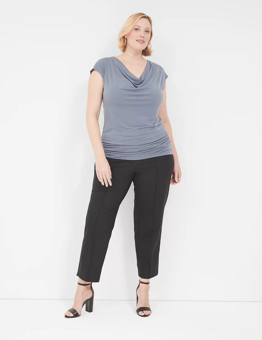 μπλουζακια γυναικεια Lane Bryant Cowlneck Shirred-Side Top γκρι | NEP514LE