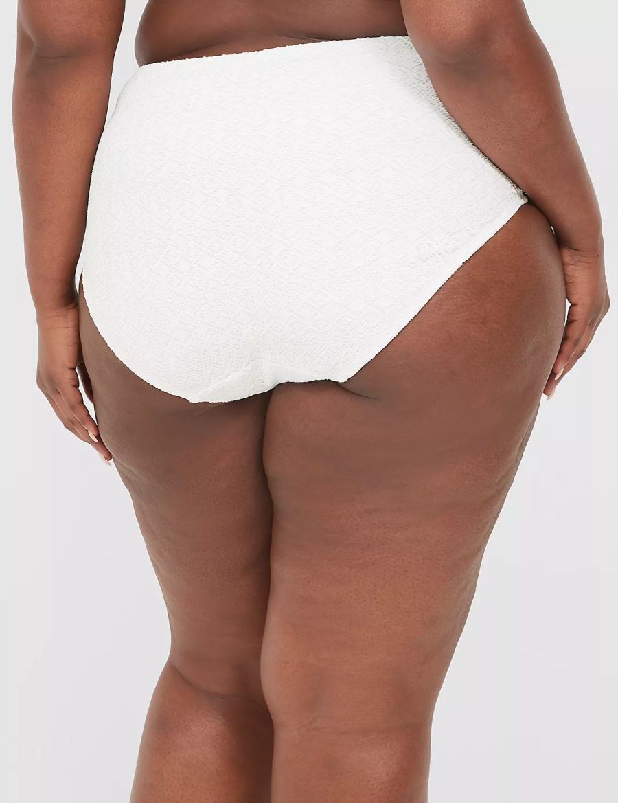 Κιλότα γυναικεια Lane Bryant Crochet Mid-Rise Swim ασπρα | QIF7627RQ