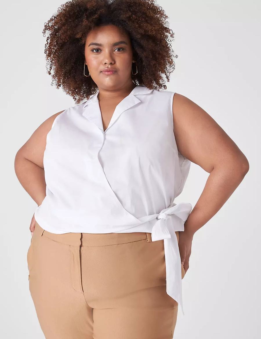 μπλουζακια γυναικεια Lane Bryant Crop Sleeveless Full-Wrap Top ασπρα | TPR484OE