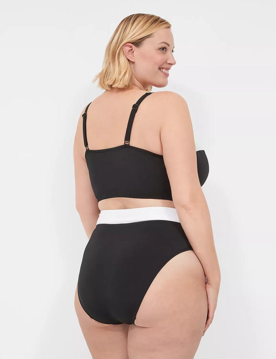 Κιλότα γυναικεια Lane Bryant Cross-Over Waistband Swim μαυρα | OBL8844JC