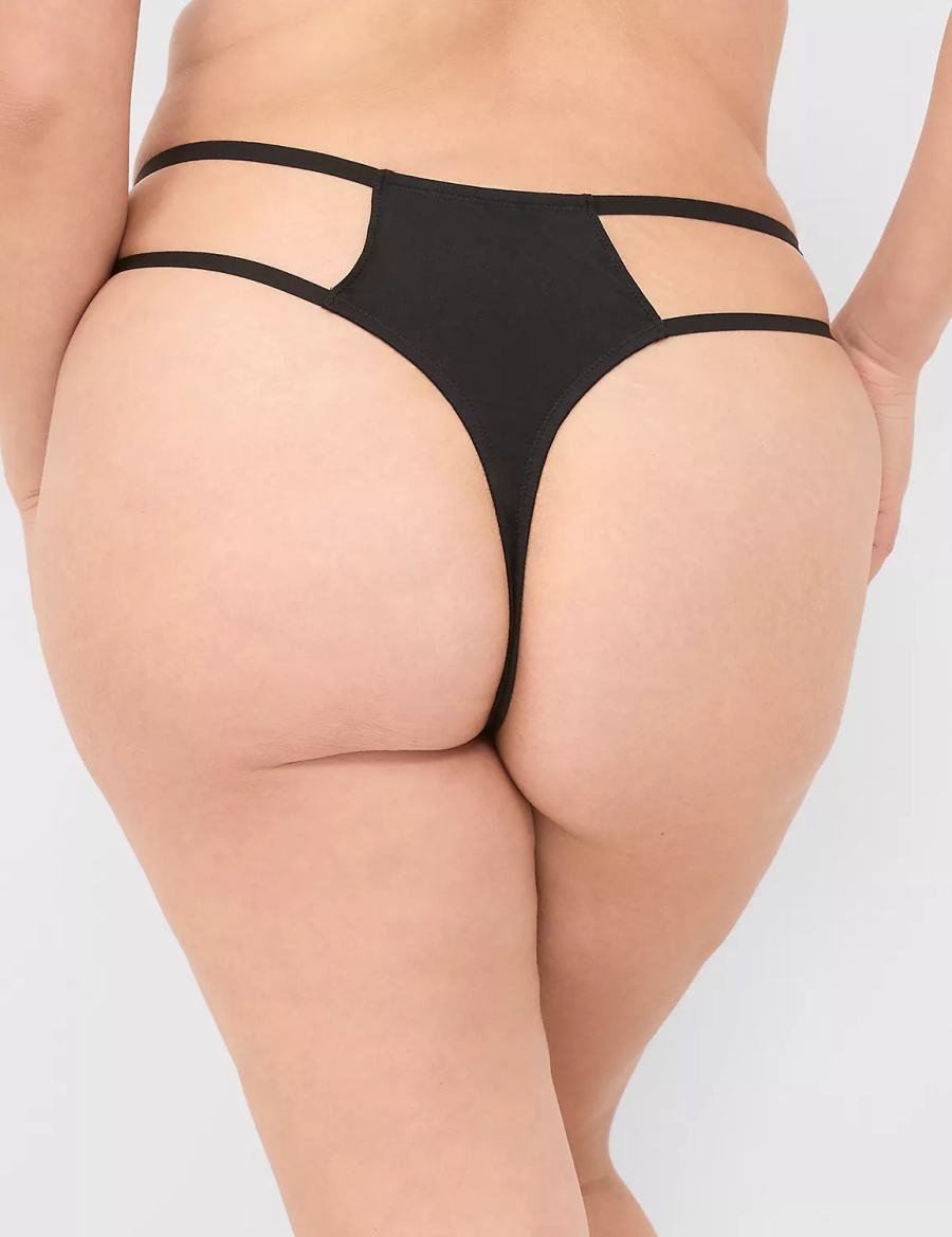 Στριγκάκι γυναικεια Lane Bryant Crotchless Strappy μαυρα | ZYS2875DV