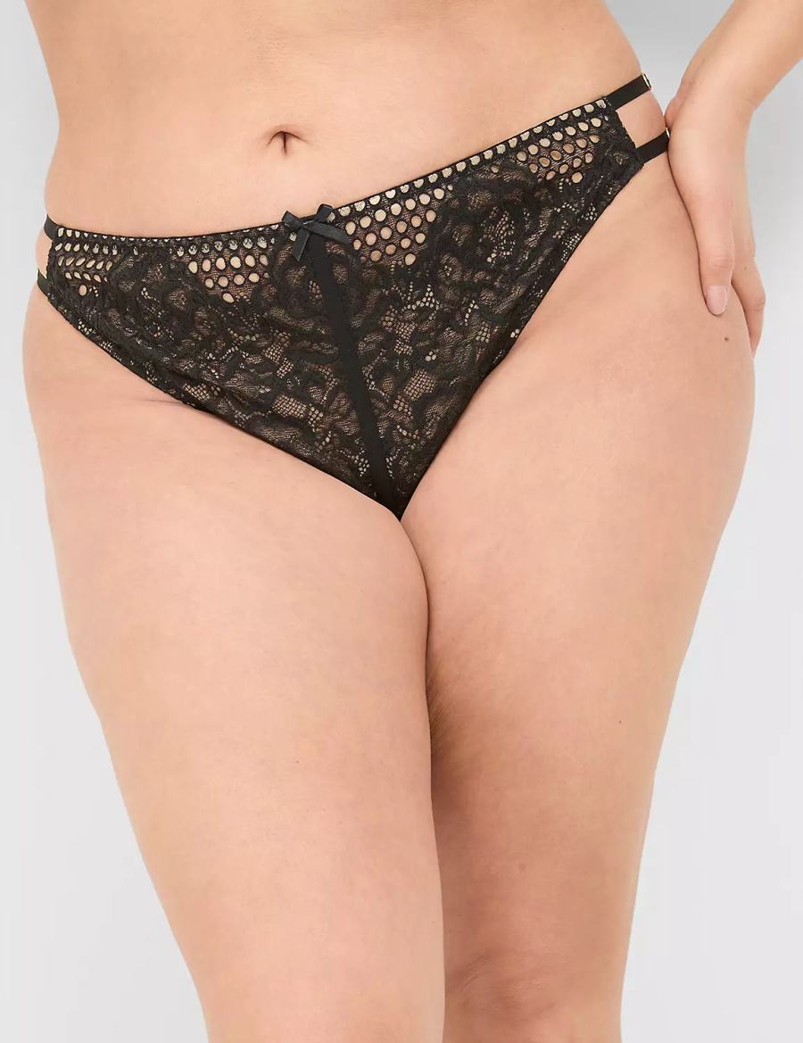 Στριγκάκι γυναικεια Lane Bryant Crotchless Strappy μαυρα | ZYS2875DV