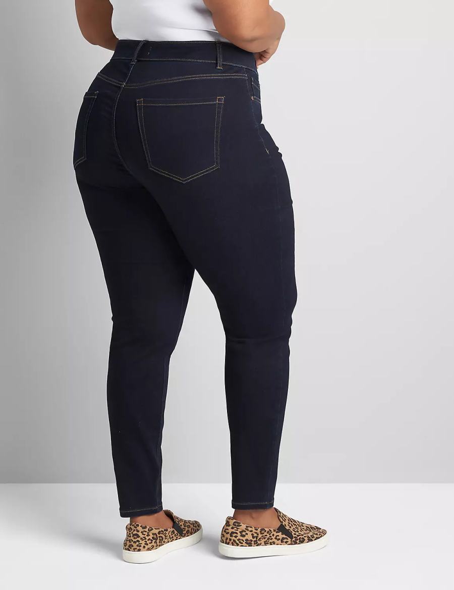 Τζιν γυναικεια Lane Bryant Curvy Fit High-Rise Sateen Skinny σκούρο μπλε | KXM5497FD