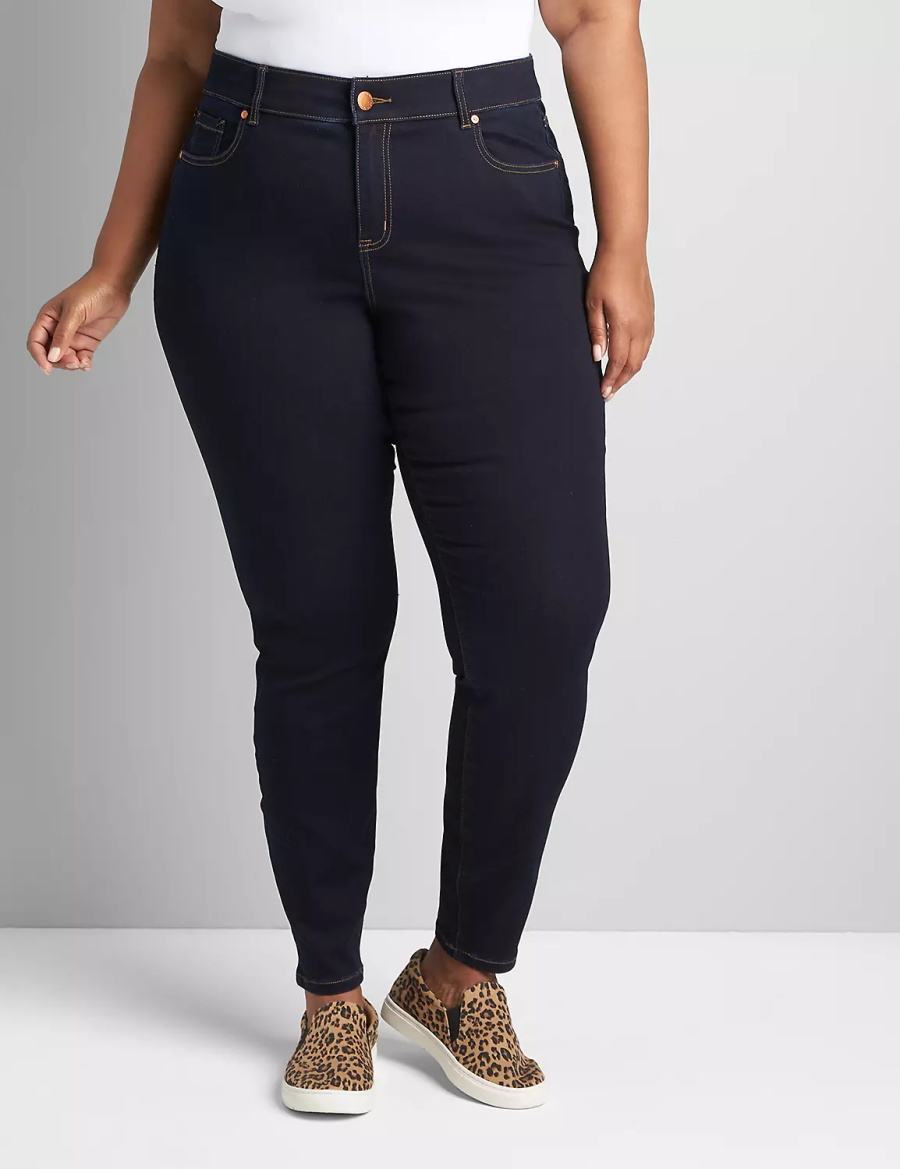 Τζιν γυναικεια Lane Bryant Curvy Fit High-Rise Sateen Skinny σκούρο μπλε | KXM5497FD