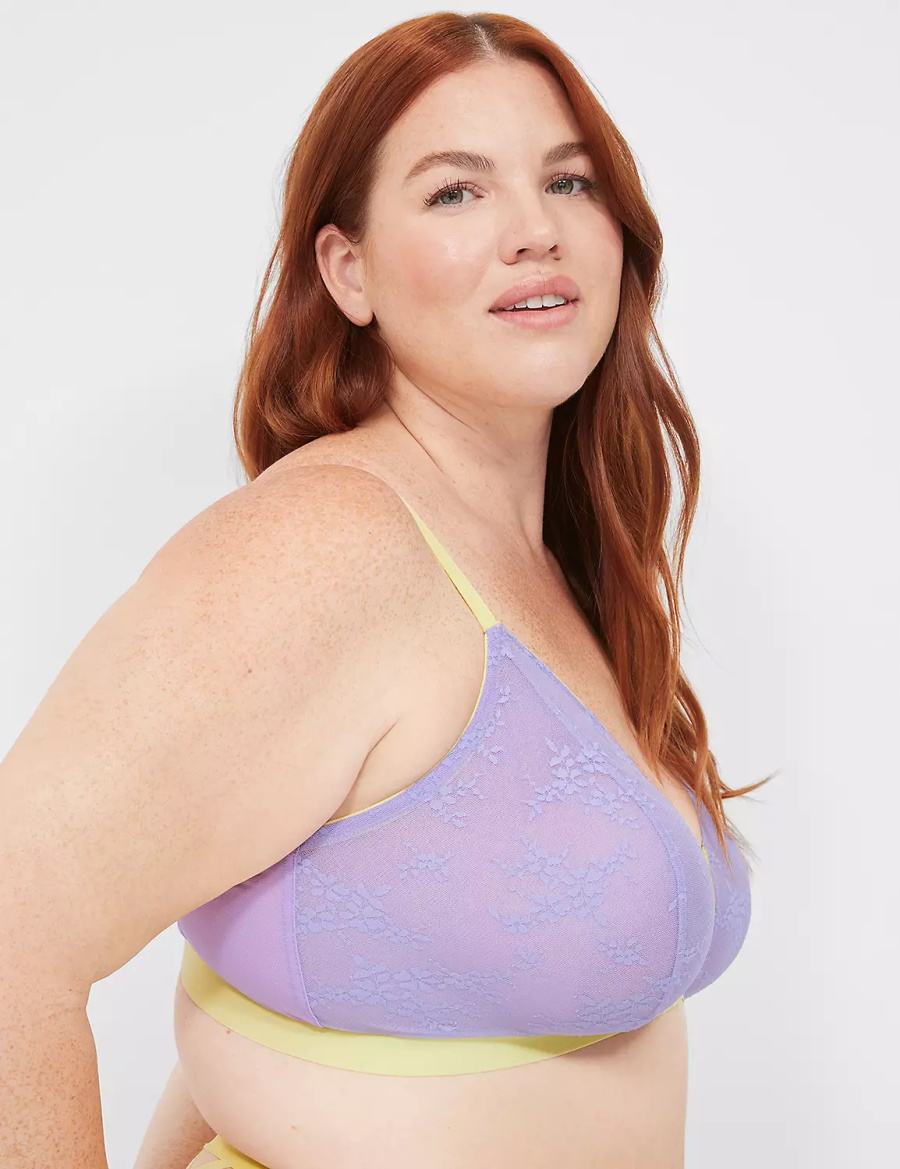 Μπραλέτες γυναικεια Lane Bryant Delicate Lace Peek-A-Boo No-Wire μωβ | TUK6482GM