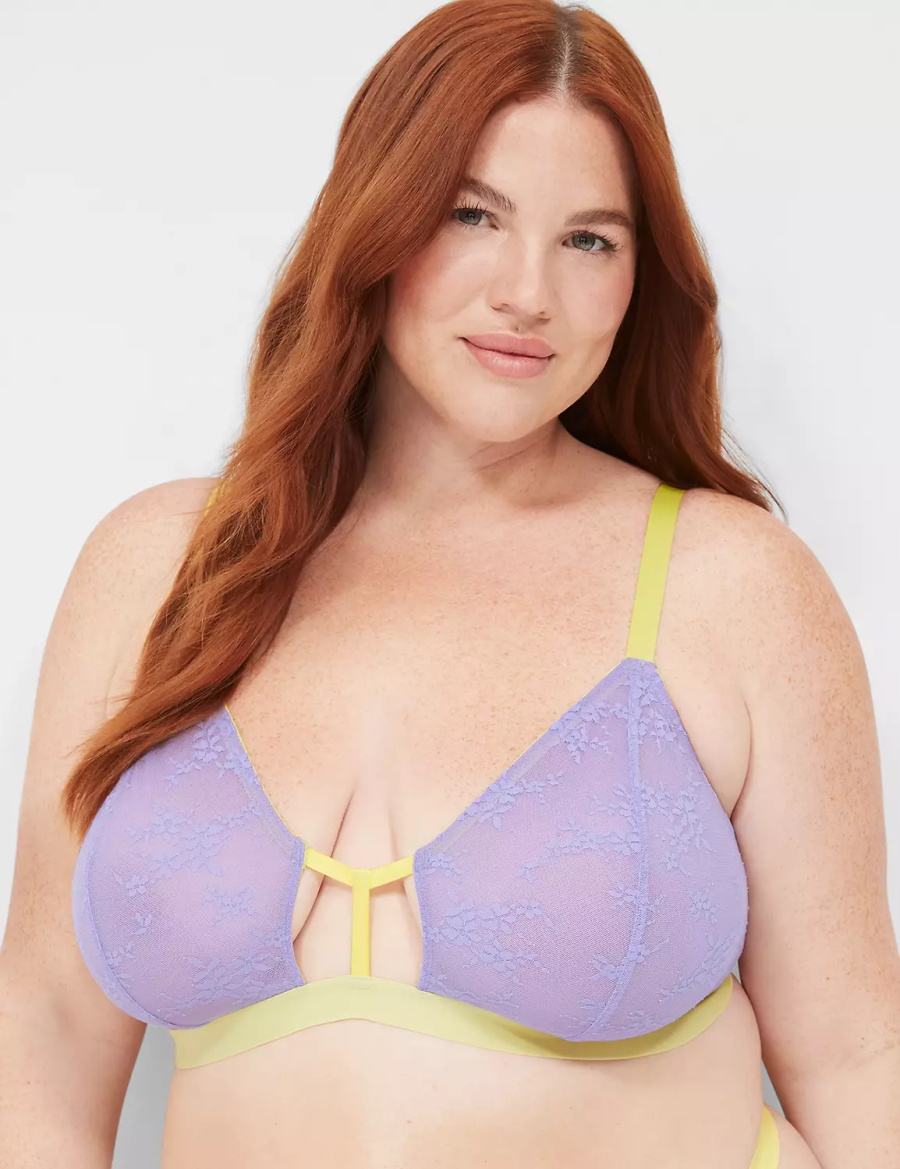 Μπραλέτες γυναικεια Lane Bryant Delicate Lace Peek-A-Boo No-Wire μωβ | TUK6482GM