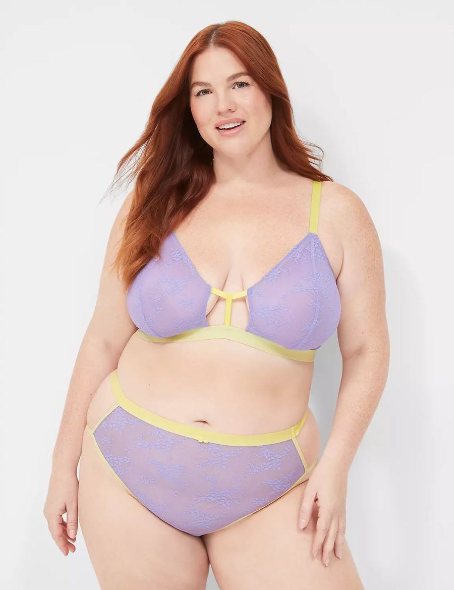 Μπραλέτες γυναικεια Lane Bryant Delicate Lace Peek-A-Boo No-Wire μωβ | TUK6482GM