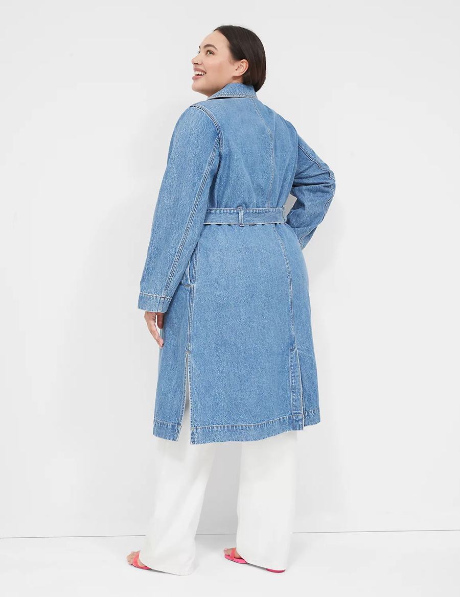 Καμπαρντινα γυναικεια Lane Bryant Denimed Trench μπλε | NDZ3525SR