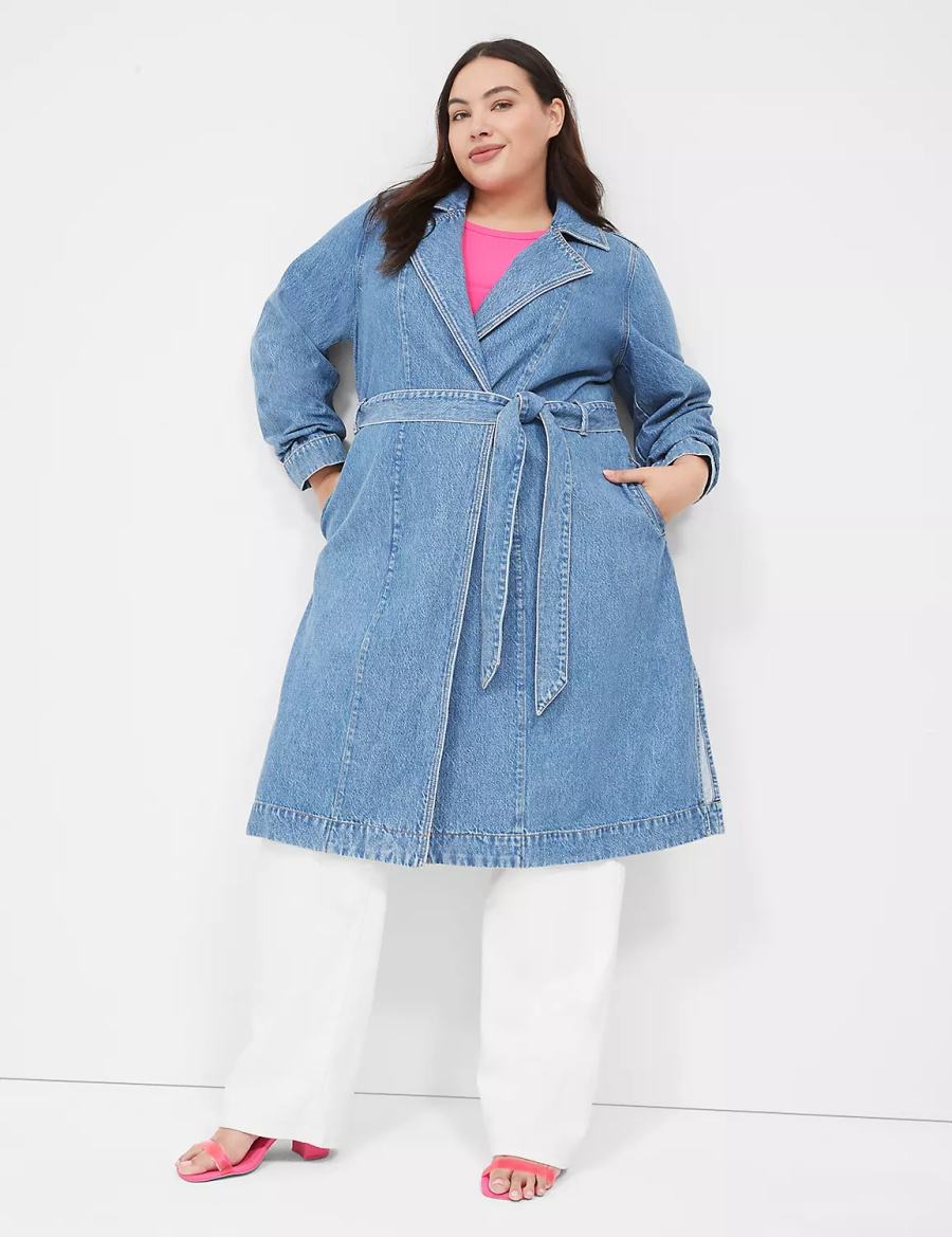 Καμπαρντινα γυναικεια Lane Bryant Denimed Trench μπλε | NDZ3525SR