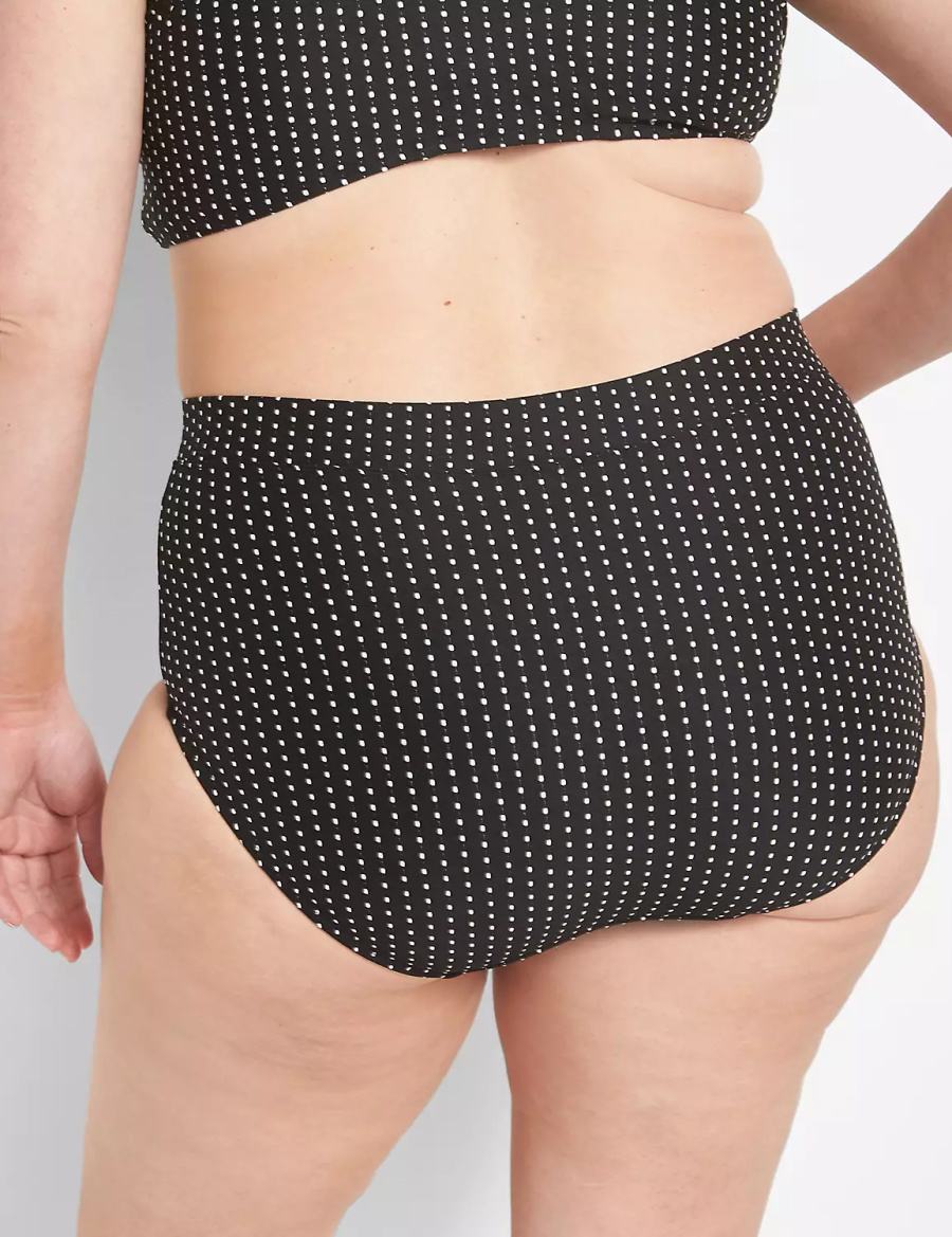 Κιλότα γυναικεια Lane Bryant Dot Texture Swim μαυρα | OTV9155ER