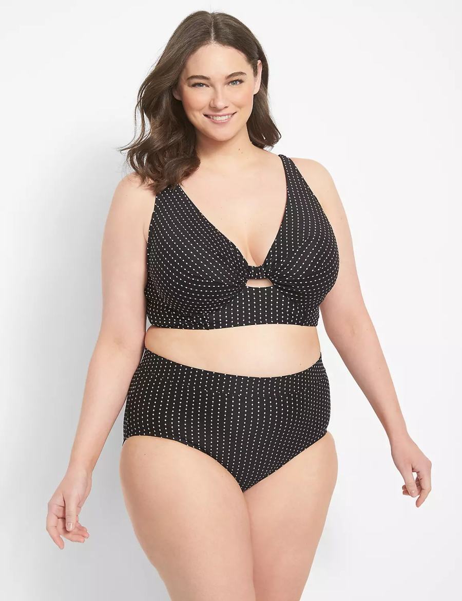 Κιλότα γυναικεια Lane Bryant Dot Texture Swim μαυρα | OTV9155ER