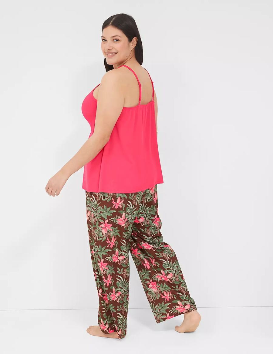 Πιζάμες γυναικεια Lane Bryant DreamyCool Cami & Block Pant PJ Set ροζ Πολύχρωμο | RGU2413LO