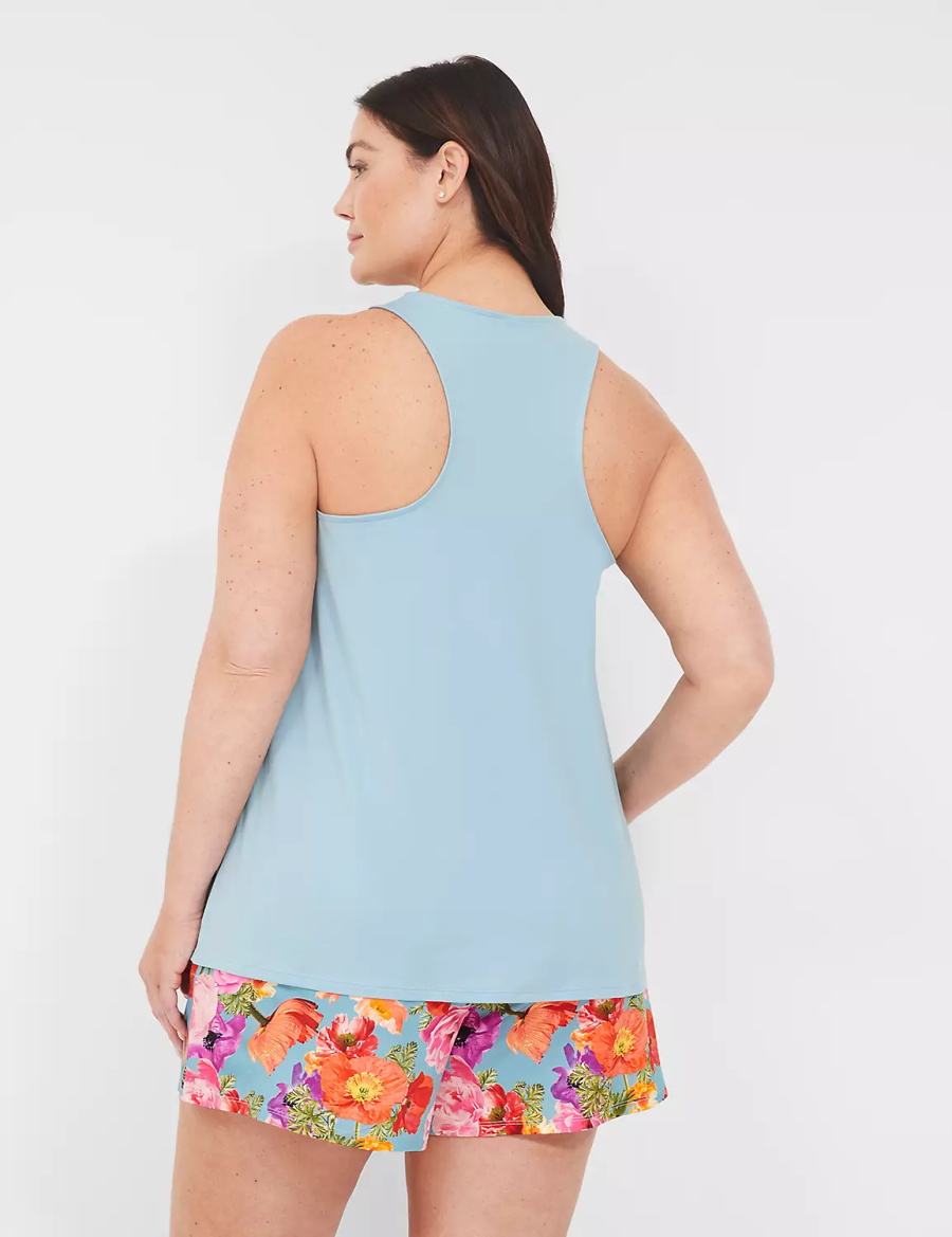 Πιζάμες γυναικεια Lane Bryant DreamyCool Tank & PJ Short Set μπλε Πολύχρωμο | JZC151RI