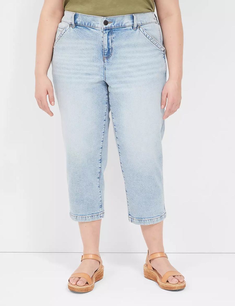 Τζιν γυναικεια Lane Bryant Elastic Back-Waist Boyfriend Capri ανοιχτο μπλε | OFS2546YN