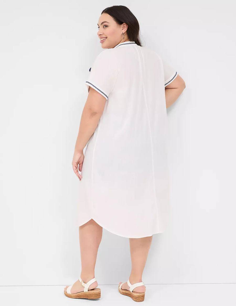 Μπουρνούζι γυναικεια Lane Bryant Embroidered Cap-Sleeve Overpiece ασπρα | UFL2583LP