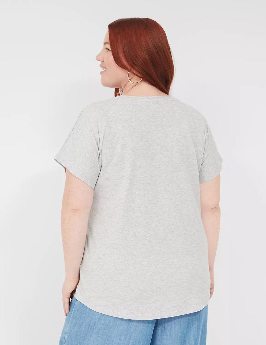 μπλουζακια γυναικεια Lane Bryant Embroidered Firecracker Graphic Tee γκρι | KHT5029BQ