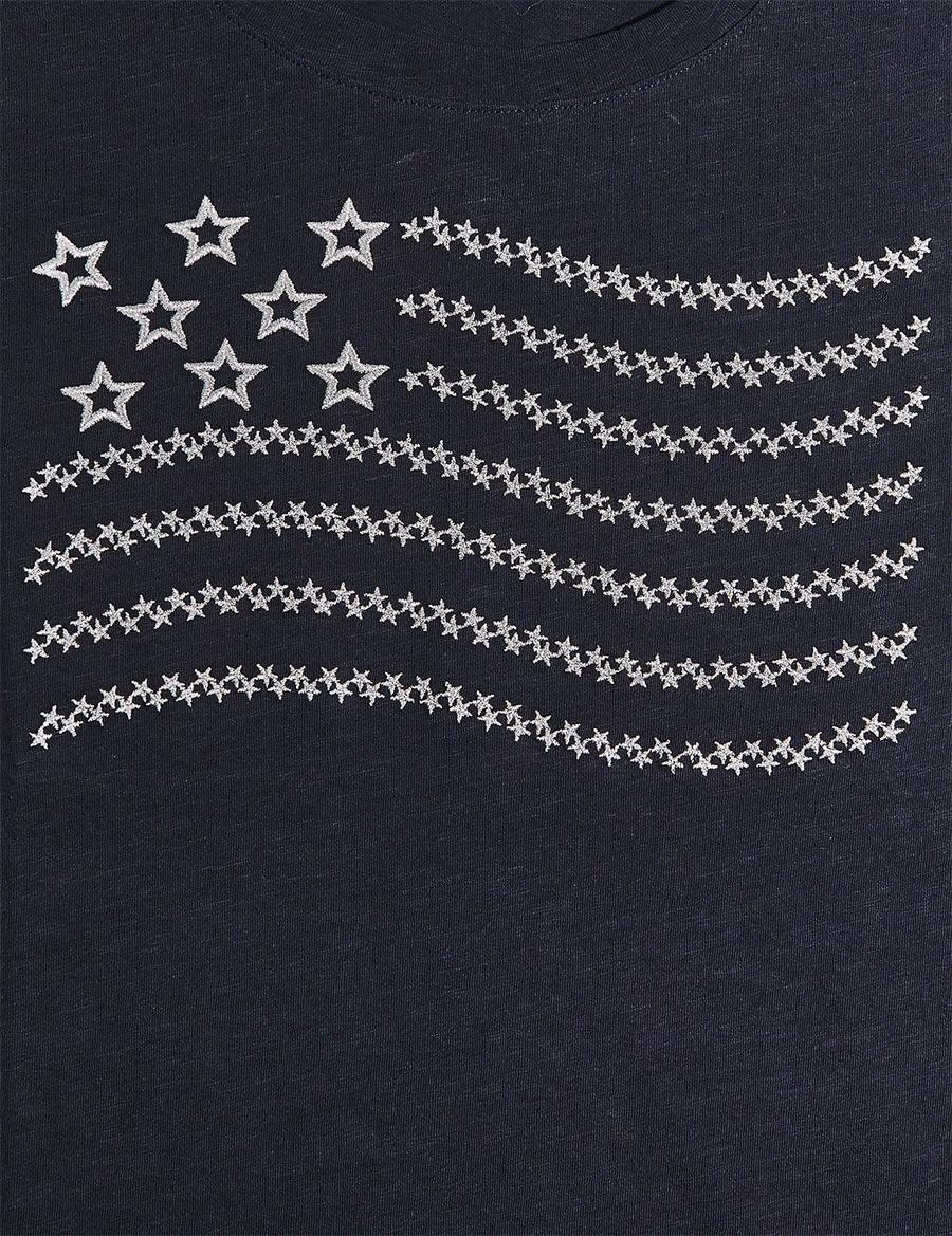 μπλουζακια γυναικεια Lane Bryant Embroidered Flag Graphic Tee μαυρα | ZZJ451CB