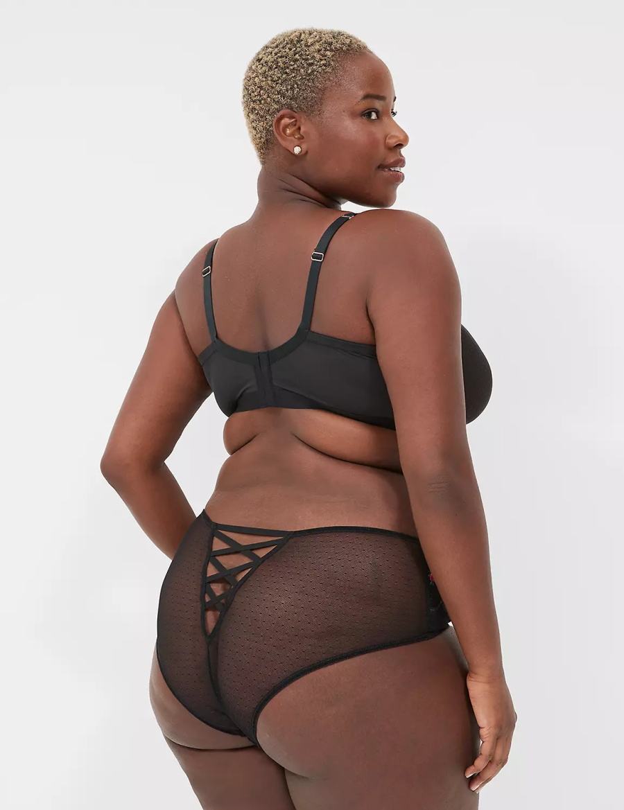 Μπραλέτες γυναικεια Lane Bryant Embroidered No-Wire Triangle μαυρα | XSH7499CX