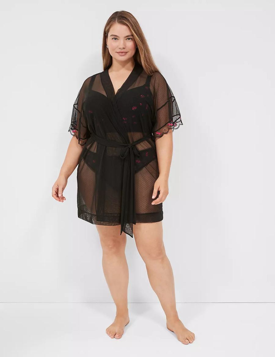 Μπουρνούζι γυναικεια Lane Bryant Embroidered Trim μαυρα | JYJ2062TN