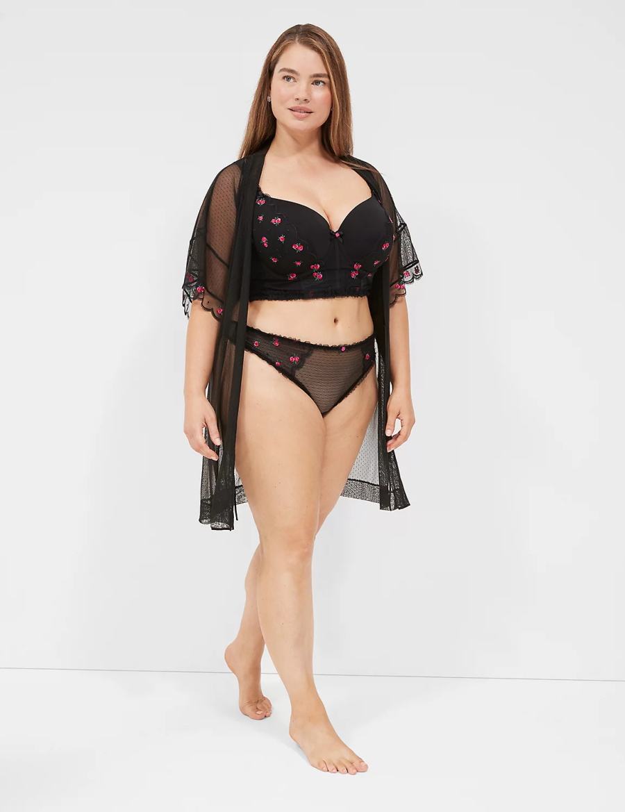 Μπουρνούζι γυναικεια Lane Bryant Embroidered Trim μαυρα | JYJ2062TN