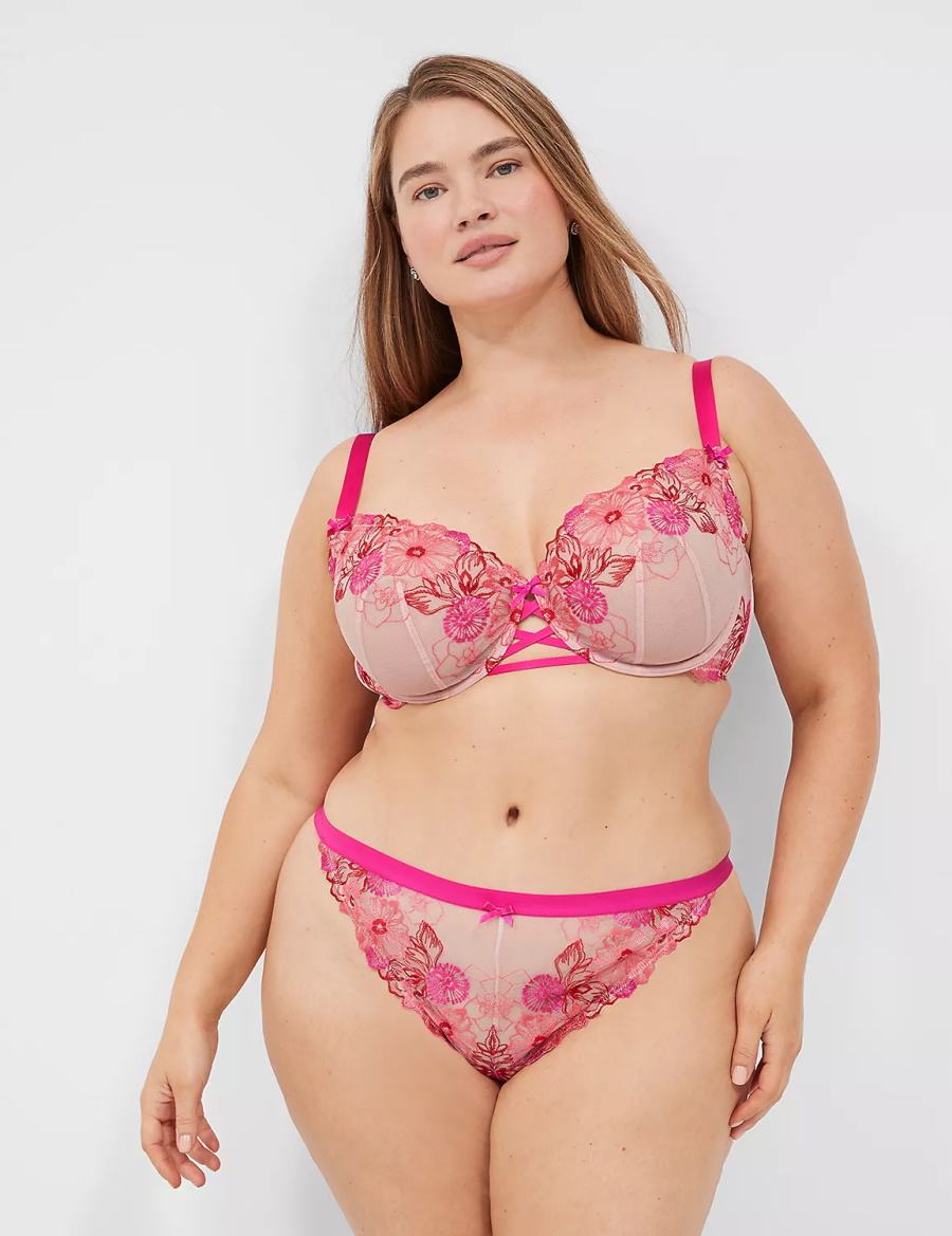 Στριγκάκι γυναικεια Lane Bryant Embroidered ροζ ροζ | WSE9964ZS