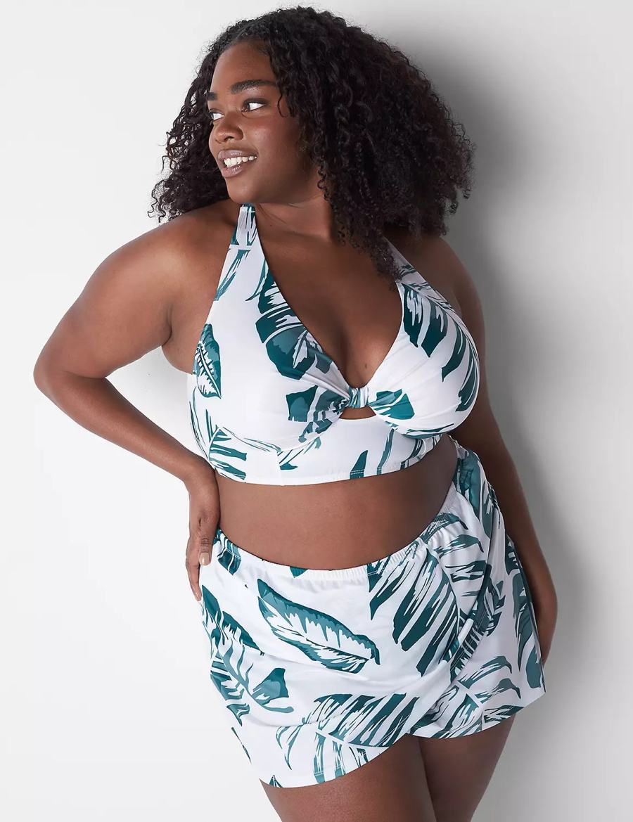 φουστεσ γυναικεια Lane Bryant Faux-Wrap Swim ασπρα | KJU7592AP