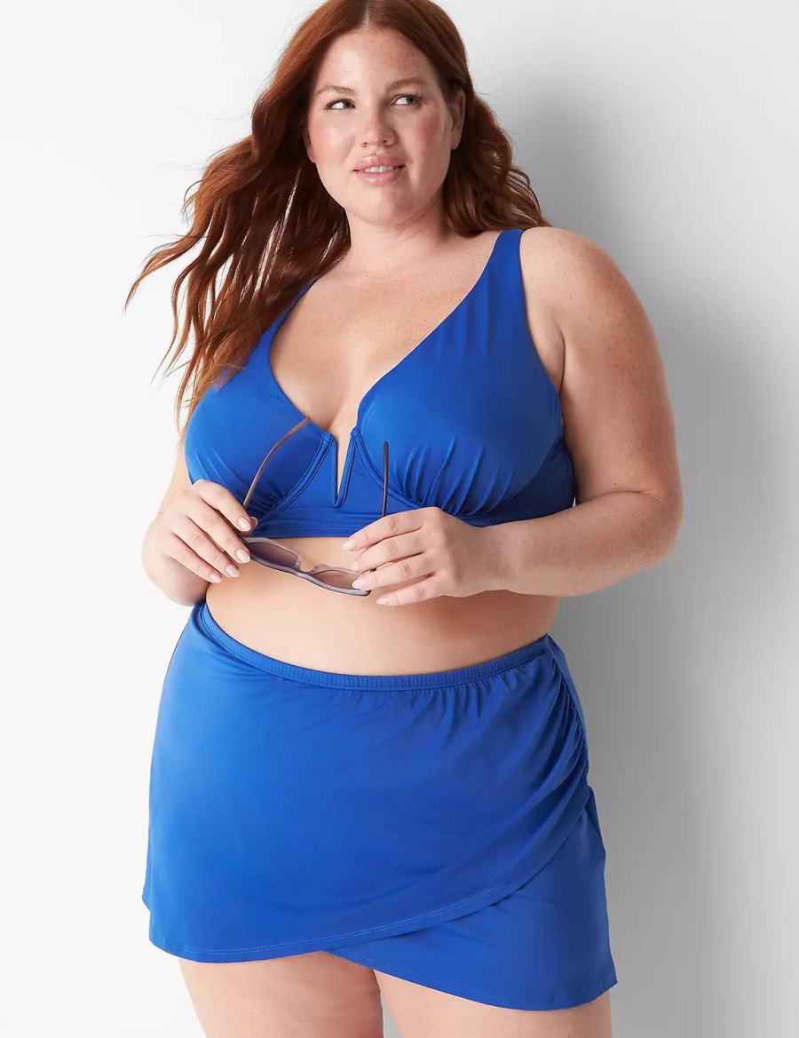 φουστεσ γυναικεια Lane Bryant Faux-Wrap Swim μπλε | YNF3091VG