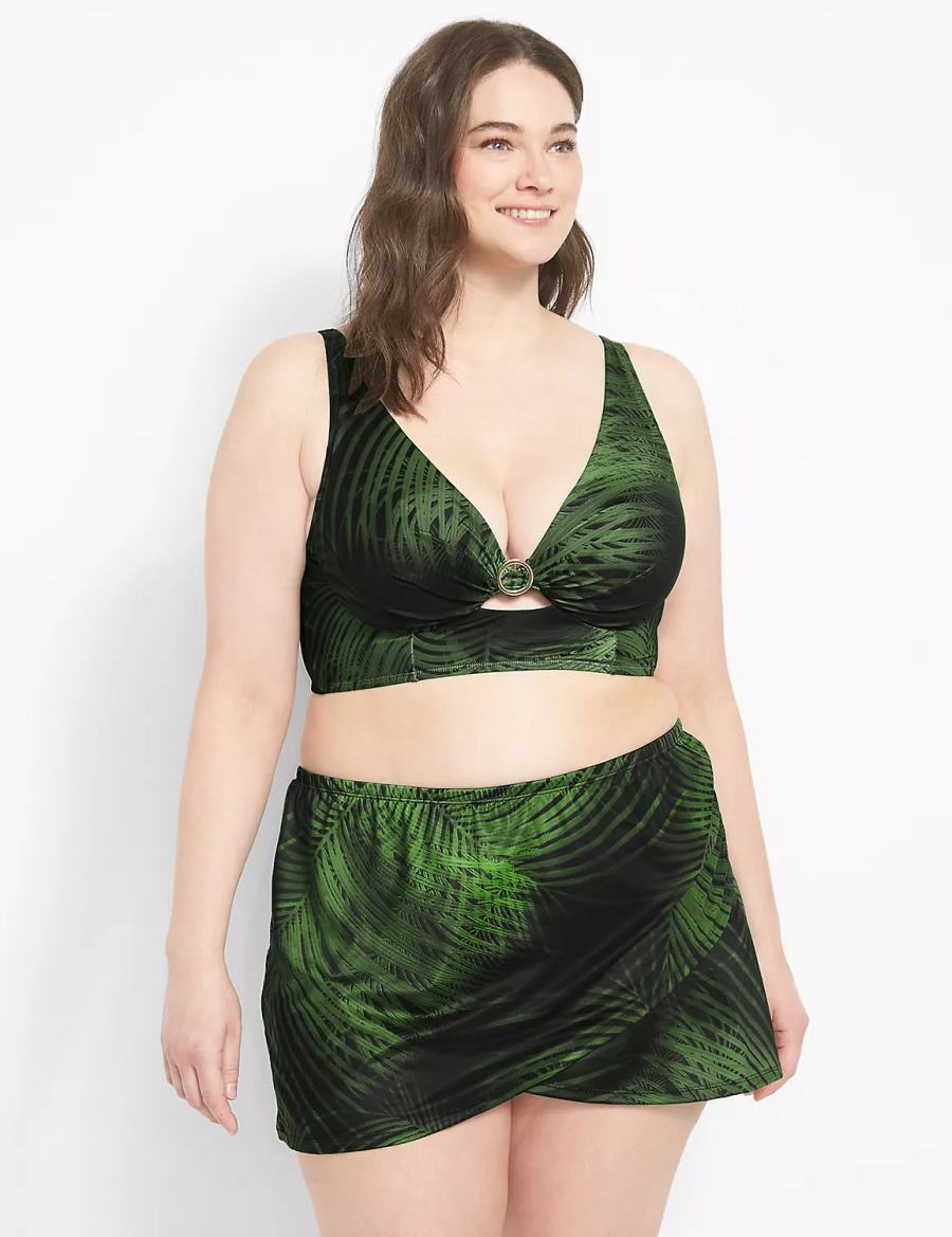 φουστεσ γυναικεια Lane Bryant Faux-Wrap Swim σκούρο πρασινο | PML7662BL