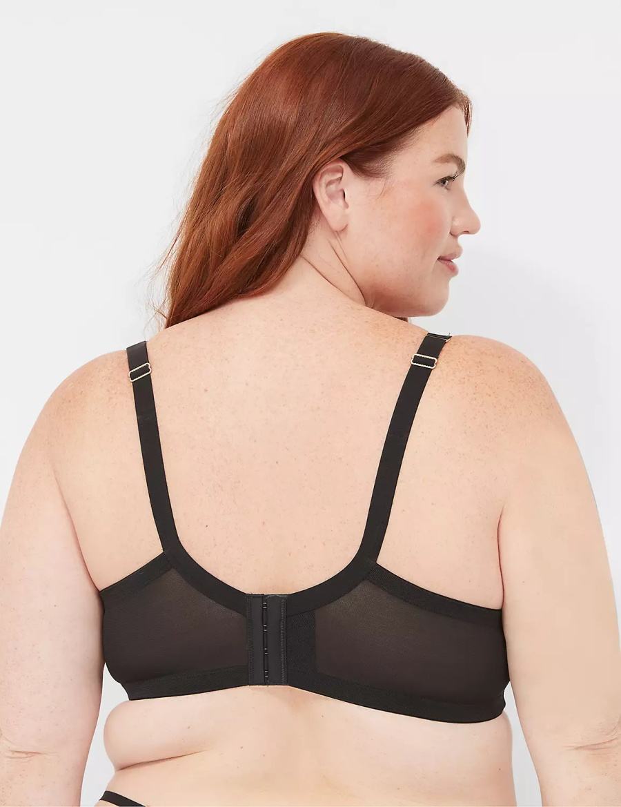 Μπραλέτες γυναικεια Lane Bryant Fishnet Lace Max Boost Plunge μαυρα | WFY231WO