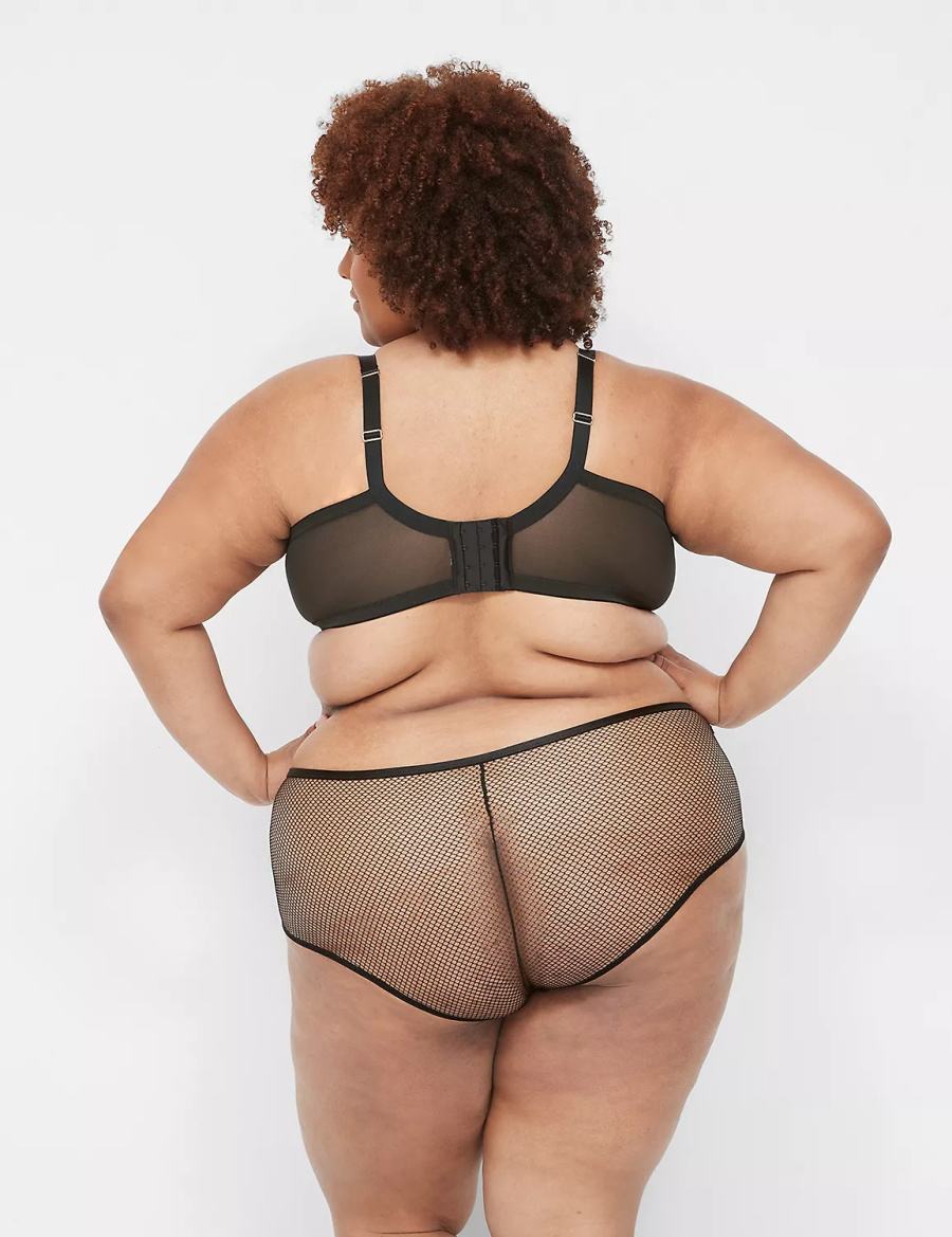 Μπραλέτες γυναικεια Lane Bryant Fishnet Lightly Lined Plunge μαυρα | IDO3429JS