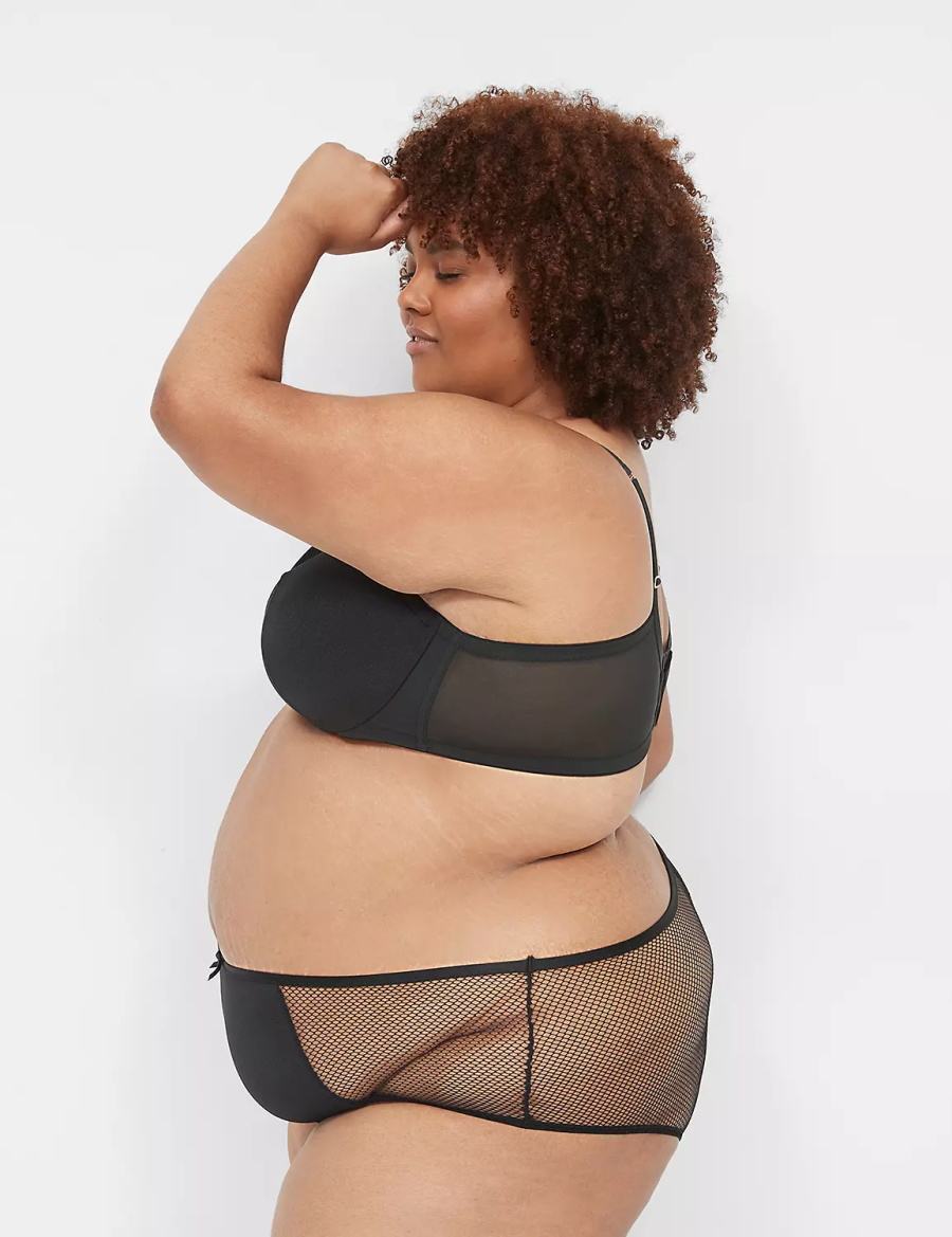 Μπραλέτες γυναικεια Lane Bryant Fishnet Lightly Lined Plunge μαυρα | IDO3429JS