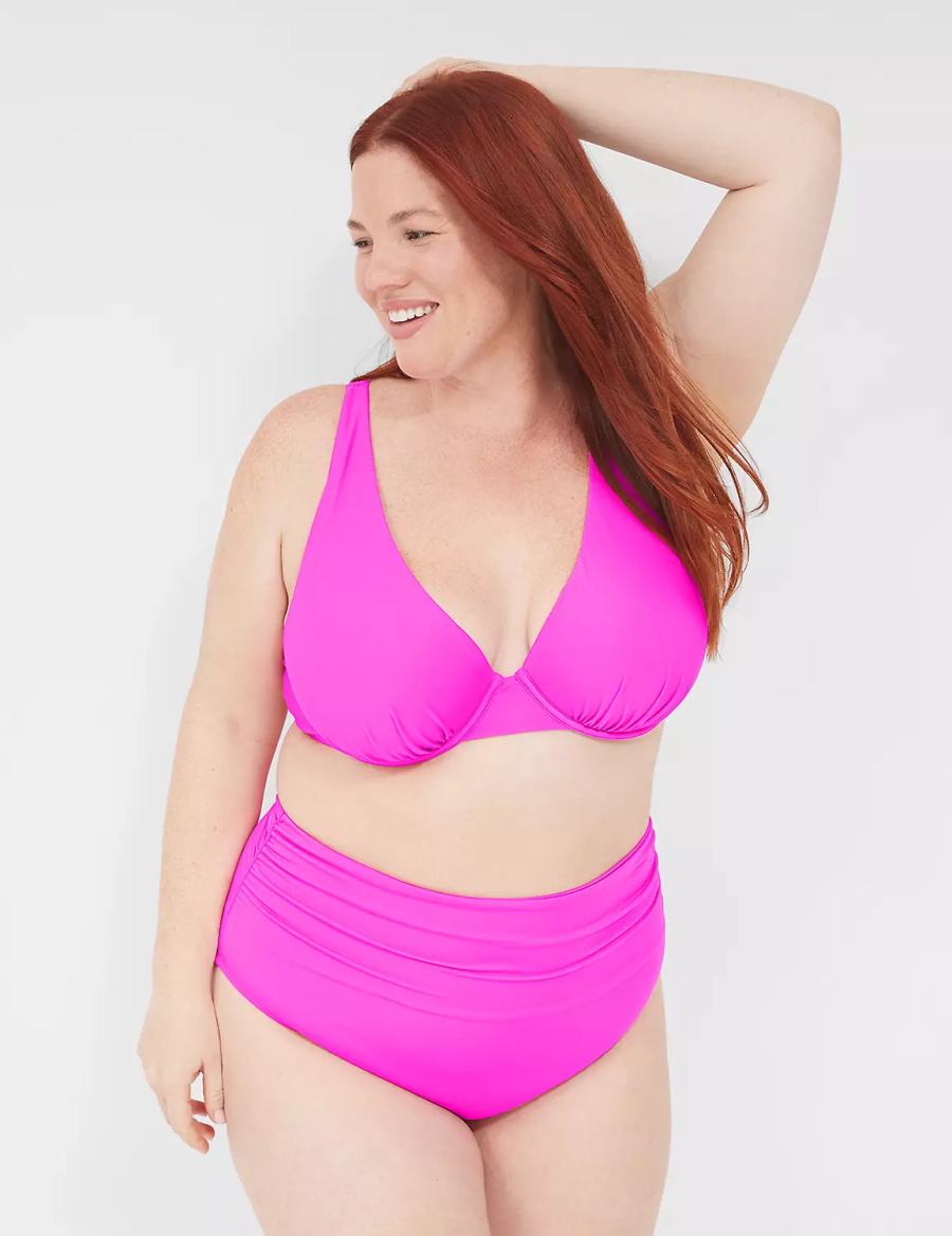 Κιλότα γυναικεια Lane Bryant Foldover-Waist Swim ροζ | JOQ2249JQ