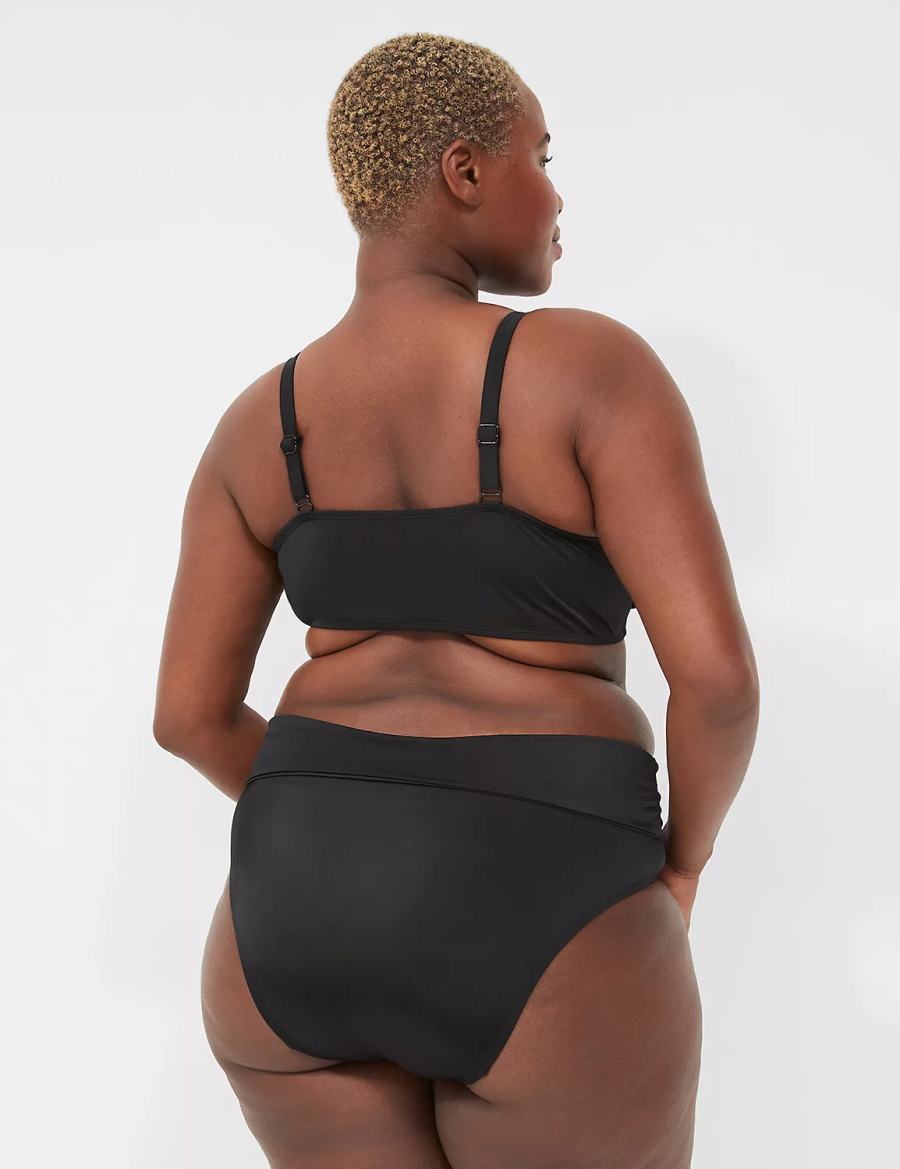 Κιλότα γυναικεια Lane Bryant Foldover-Waist Swim μαυρα | TPQ459NZ