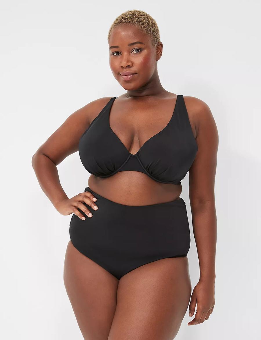 Κιλότα γυναικεια Lane Bryant Foldover-Waist Swim μαυρα | TPQ459NZ