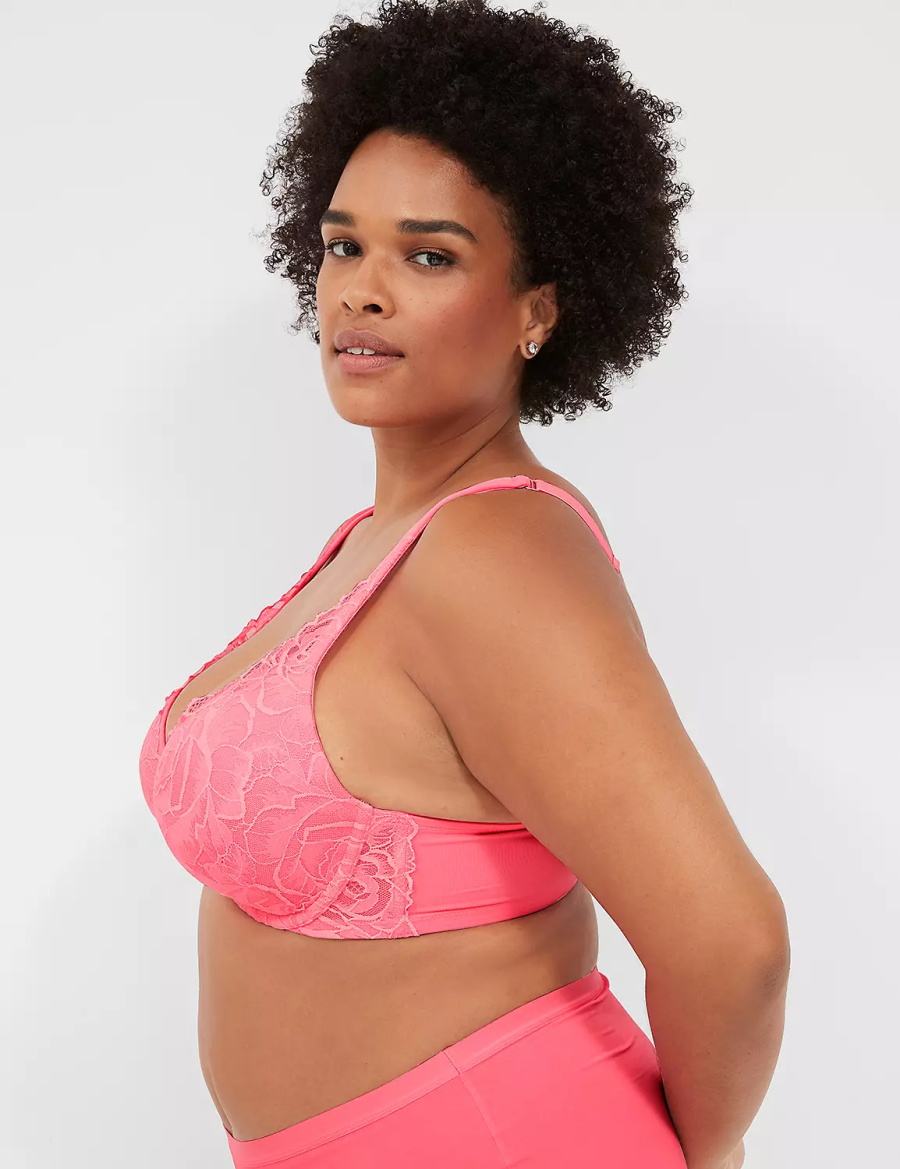 Μπραλέτες γυναικεια Lane Bryant Front-Close Smooth Boost Plunge ροζ | EQY1776UO