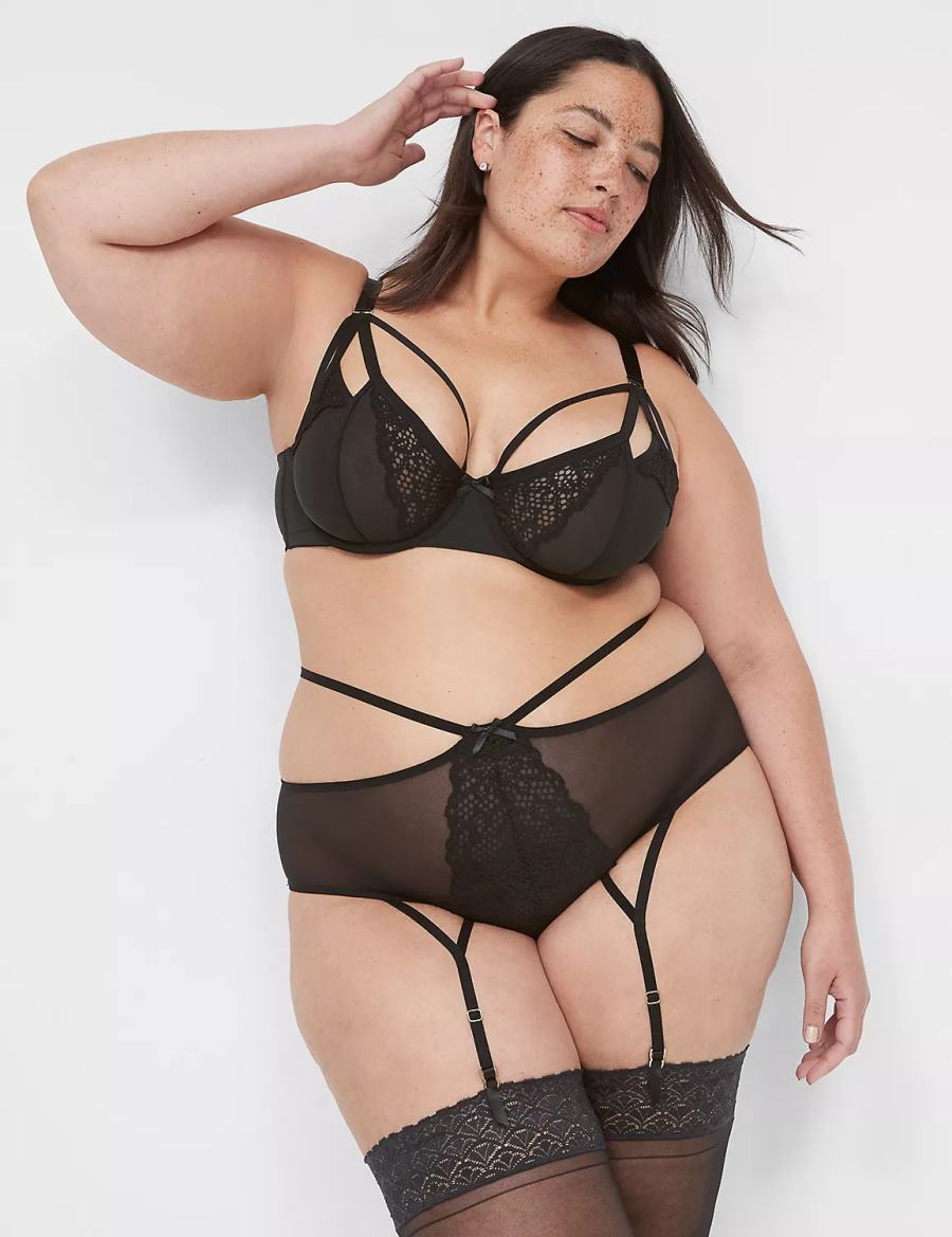 Κιλότα γυναικεια Lane Bryant Garter μαυρα | KLD4694RD